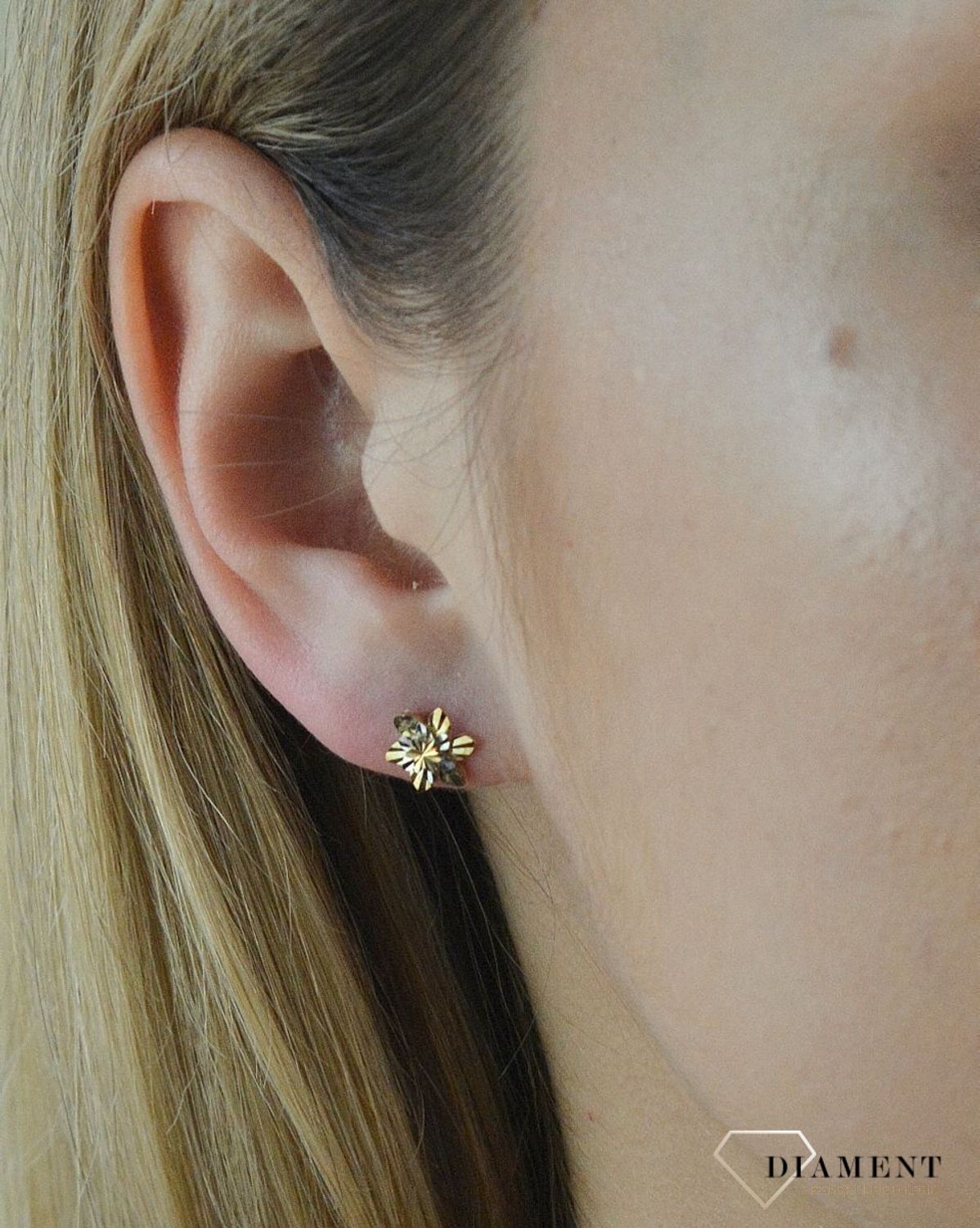 Złote kolczyki 585 kwiatki z białym złotem KL 5700 333.jpg